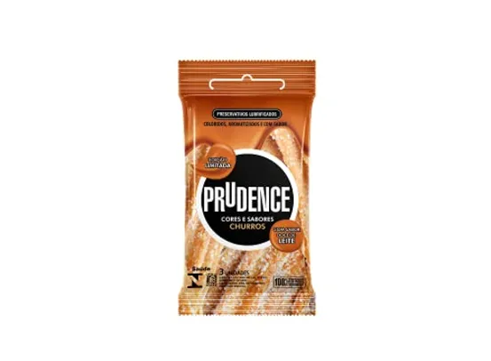 Preservativo Prudence, churros doce de leite, Pacote de 3