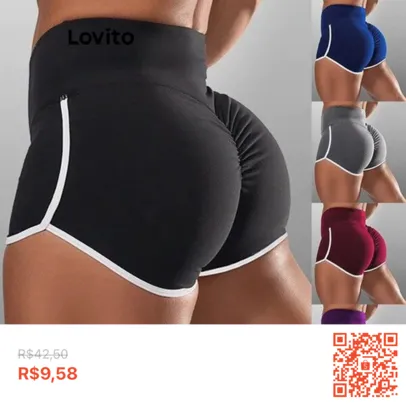  Shorts Esportivos Esportivos Com Contraste Simples Para Mulheres LNL47111