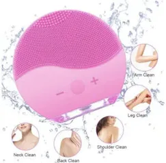 Esponja Massageadora Para Limpeza Eletrica E Massageador Aparelho Escova De Limpeza Facial (rosa) | R$14,70