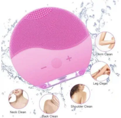 Esponja Massageadora Para Limpeza Eletrica E Massageador Aparelho Escova De Limpeza Facial (rosa) | R$14,70