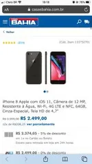 iPhone 8 Apple com iOS 11 - 64GB Preto | R$2374