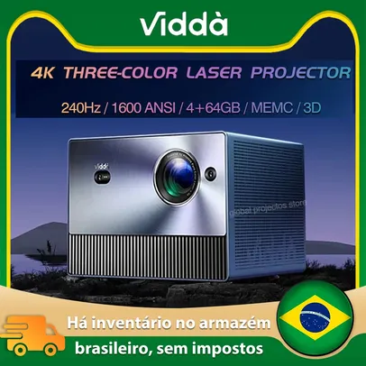 (ESTOQUE BR / SEM TAXA) Projetor Triplo Laser Hisense C1S 4K, 3D Video Beamer, Android, Wi Fi