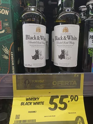 Whisky Black e White 1L (loja física Contagem-MG)