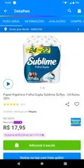 Papel higiênico Sublime 24 rolos folha dupla | R$19