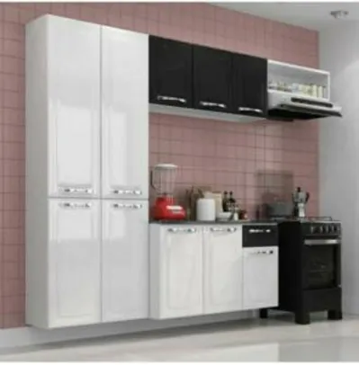 Cozinha Itatiaia amanda compacta 4 peças branca e preta | R$599
