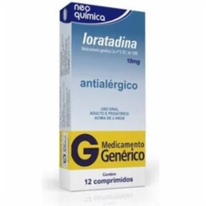 Loratadina 10mg 12 Comprimidos Neoquimica Genéricos | R$ 3,29