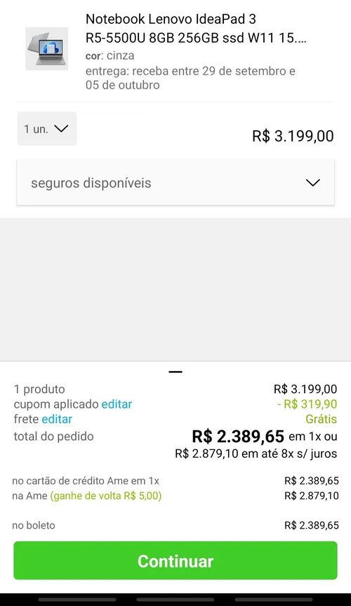 Imagem na descrição da promoção