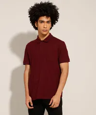 Polo Masculina Básica Comfort em Piquet Manga Curta Vermelho Escuro