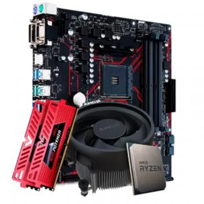 NOVO - Kit Upgrade Placa Mãe Asus Prime B450M Gaming/BR AMD AM4 + Processador AMD Ryzen 5 3500 3.6GHz + Memória DDR4 16GB (2X8GB) 3000MHz