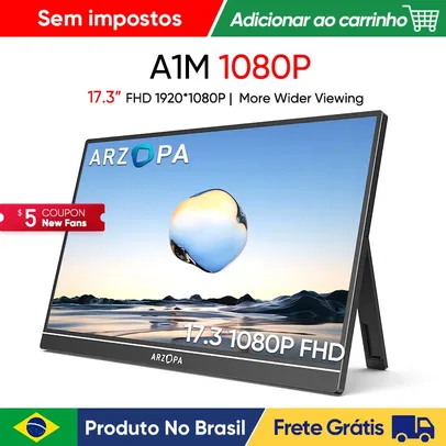 [Do Brasil] Monitor Portátil com HDMI USB IP S1 Table Arzopa 15.6 ''FHD 1080P