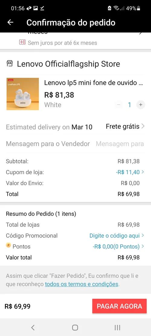 Imagem na descrição da promoção