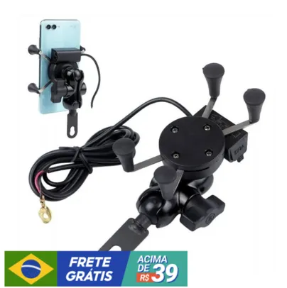 Suporte Celular Gps Carregador Usb Moto Universal 