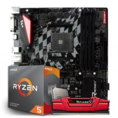 KIT UPGRADE PLACA MÃE BIOSTAR RACING B350GT3, AMD AM4 + PROCESSADOR AMD RYZEN 5 3600 3.6GHZ + MEMÓRIA DDR4 G.SKILL RIPJAWS V 8GB 2800MHZ