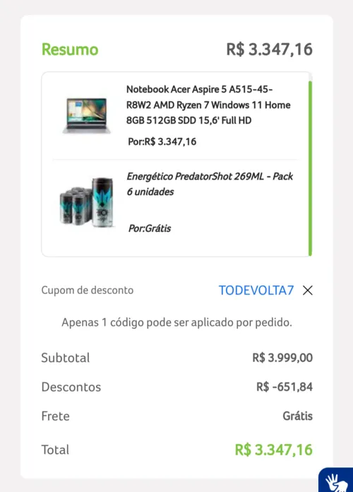 Imagem na descrição da promoção