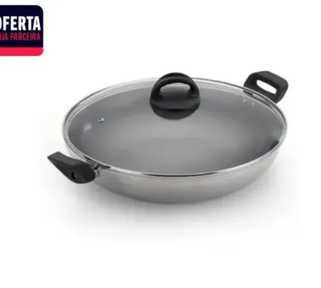 Panela Frigideira Wok 28cm Antiaderente 3,3l Teflon C/ Tampa