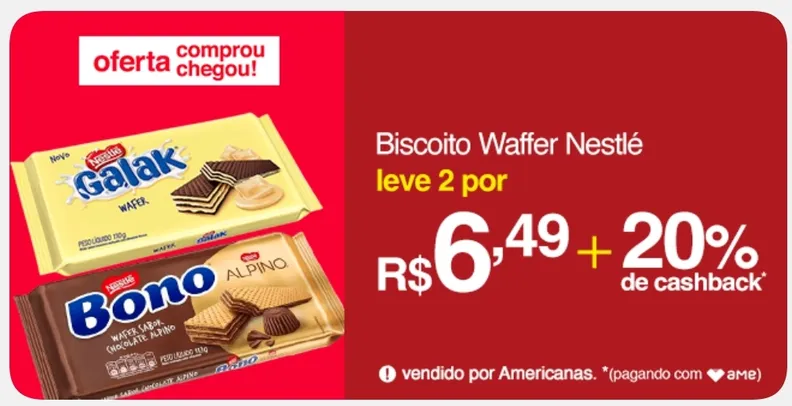(AME 5,18) 2 Biscoitos Wafer Galak - 110g Nestle