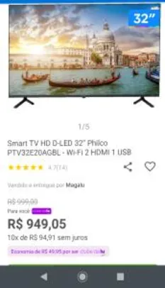 Smart TV HD D-LED 32” Philco PTV32E20AGBL