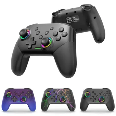 [3 UNIDADES/R$ 116 GPAY/TAXA INCLUSA] Controle Bluetooth Pro, Bateria Recarregável, Função Turbo, Luz RGB, Compatível Switch, iOS, Android, PC