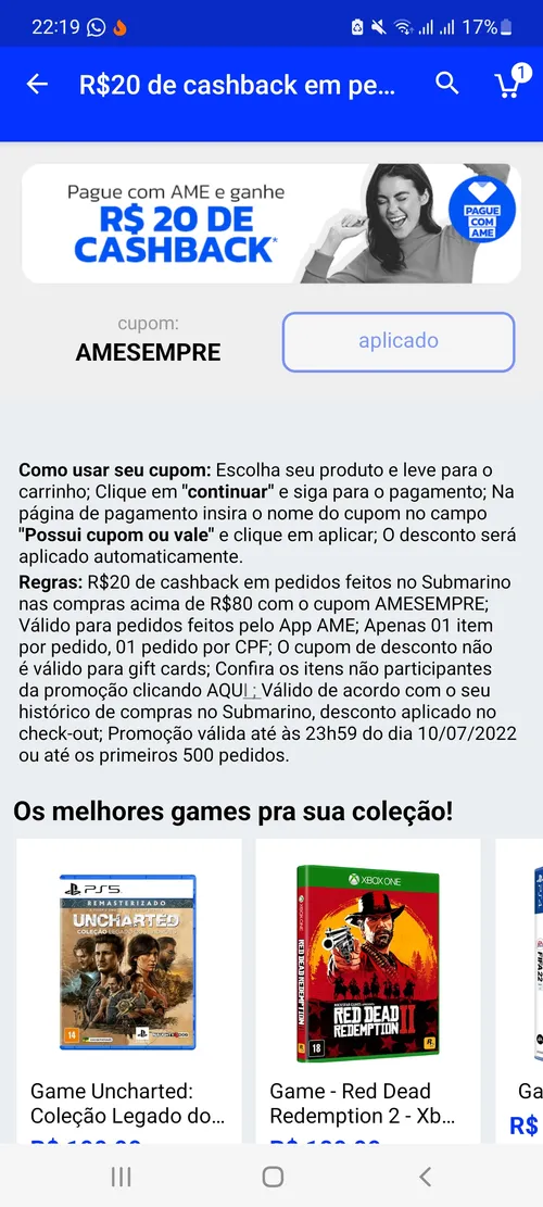 Imagem na descrição da promoção