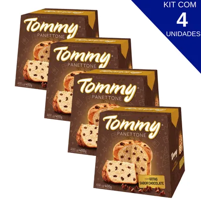 Kit Com 4 Unidades Panettone Tommy Gotas De Chocolate 400g