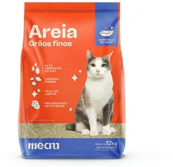 Areia Sanitária Meau Grãos Finos para Gatos 12 KG