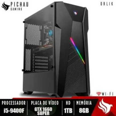 (R$4.432 com AME) PC Gamer Pichau Orlik, I5-9400F, H310M, GeForce GTX 1660 Super 6GB, 8GB DDR4, HD 1TB, 500W + TP-LINK