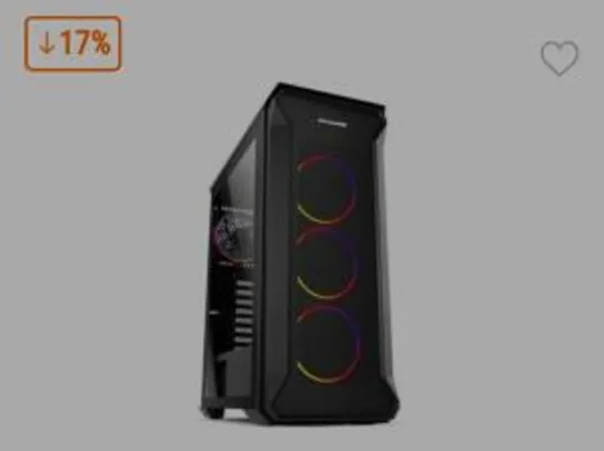 Gabinete Gamer Nox Hummer Quantum, Mid Tower, ARGB, com FAN, Lateral em Vidro | R$370