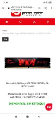 Saindo por R$ 158: Memoria G.Skill Aegis 4GB DDR4 2400Mhz | Pelando