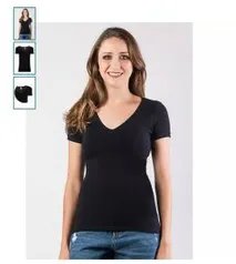 Blusa Feminina Básica Em Malha De Algodão Com Elastano Folha - Preto