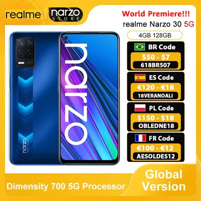 Smartphone Realme Narzo 30 5g 4GB 128GB | R$868