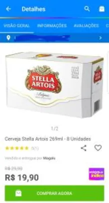 Cerveja Stella Artois 269ml - 8 Unidades R$20