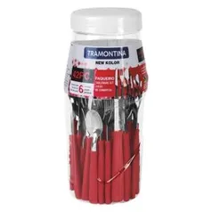 Jogo De Talheres Inox 42 Peças New Kolor Vermelho