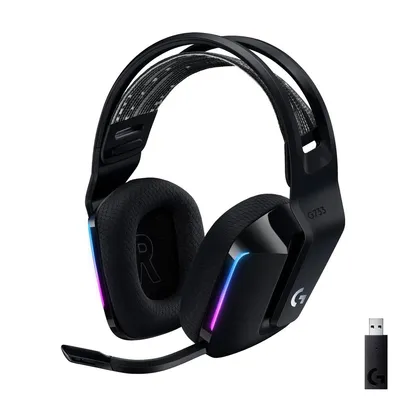 Headset Gamer Sem Fio Logitech G733 7.1 Dolby Surround RGB LIGHTSYNC, Blue VOICE para PC e PlayStation, Preto - 981-000863