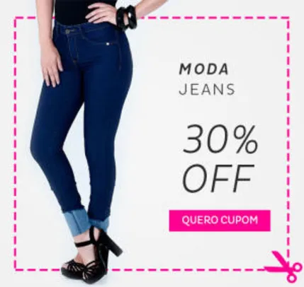 30% OFF em produtos selecionados de moda jeans na Marisa