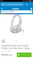 Headphone/Fone de Ouvido Philips com Microfone - Bass+