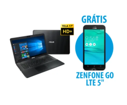 Notebook X751LJ-TY386T + Zenfone Go LTE 5" Preto - R$2.600