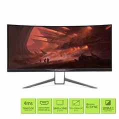 Monitor Gamer Acer Pedator 2K X34, 34" Ultrawide Curvo 100Hz G-Sync  - R$ 3499