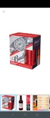 (C.Ouro+Magalupay+App R$13) 4 Kits Cerveja Budweiser American Standard Lager - 16 Unid 330ml + 1 Copo | R$51