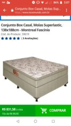 Conjunto Box Casal, Molas Superlastic, 138x188cm - Montreal Fascínio