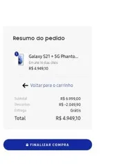 Cartão Porto - Galaxy S21 + 5G Phantom Silver 128GB / S21 e S21 Ultra | R$4949