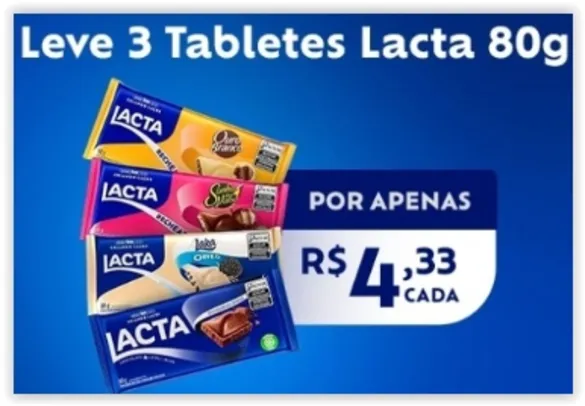 [Leve 3]  Barras Chocolate Lacta 80g