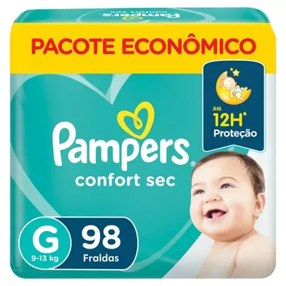 Fraldas Descartáveis Infantis Confort Sec Com 98 Unidades Tamanho G Pampers 