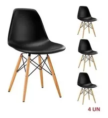 Jogo 4 Cadeiras Charle Eames Wood Eiffel 