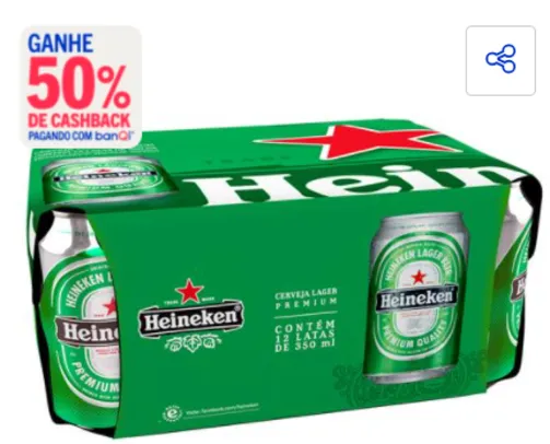 [BanQi] Cerveja Heineken Pilsen 12 Unidades Lata 350ml