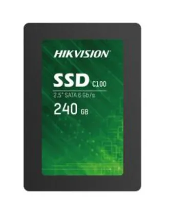 SSD Hikvision C100, 240GB, Sata III, Leitura 550MBs e Gravação 450MBs, HS-SSD-C100/240G | R$ 239
