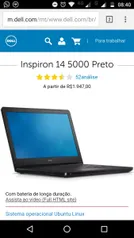 Inspiron 14 5000 Preto por R$ 1947