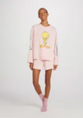 Pijama Feminino Manga Longa Piu-Piu Looney Tunes - rosa