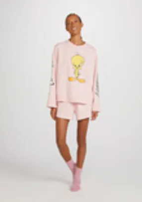 Pijama Feminino Manga Longa Piu-Piu Looney Tunes - rosa