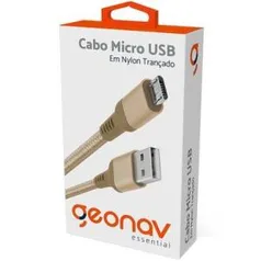 Cabo Micro USB 1m Geonav Essential Nylon Trançado Dourado - ESMIGO R$16