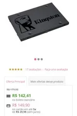 SSD Kingston A400 2,5" SATA III Blister 6GB/s 240GB SA400S37 | R$142